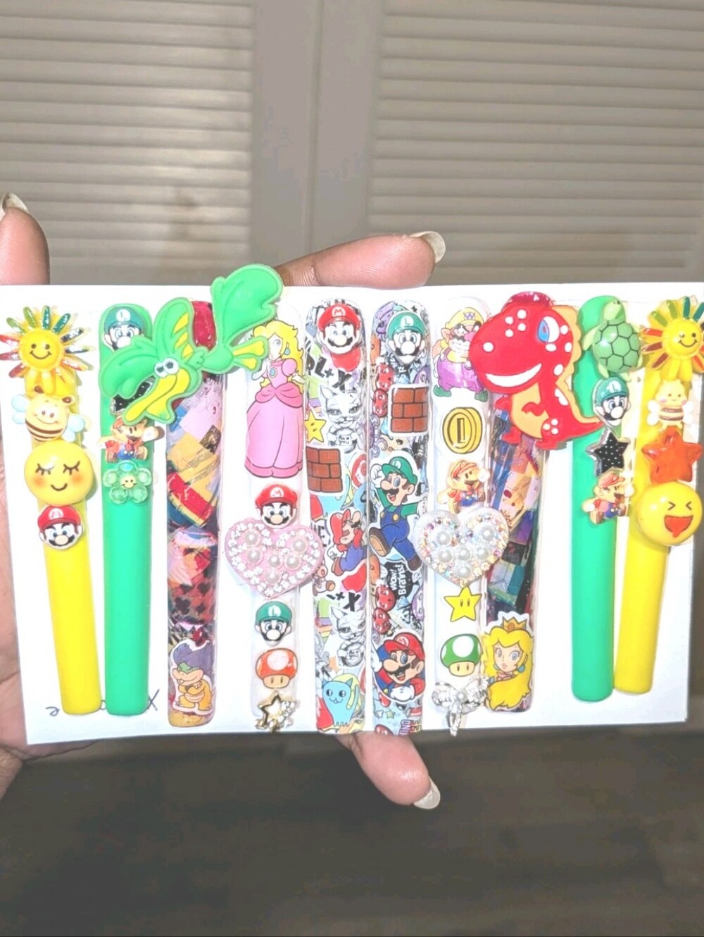 Bright Custom Super Mario Multicolor Decorative 6Xl Press On Nails Sz X-Large